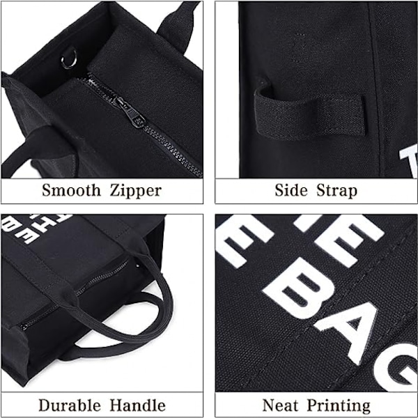 Canvas Tote Väskor för Kvinnor Handväska Tote Väska med Dragkedja Canvas Crossbody Väska för Kontor, Resor