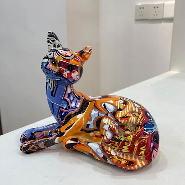 Harts graffiti kattestatuer | Dekorative pyntefigurer | Bardisk og tilbehør til boligindretning Benägen position
