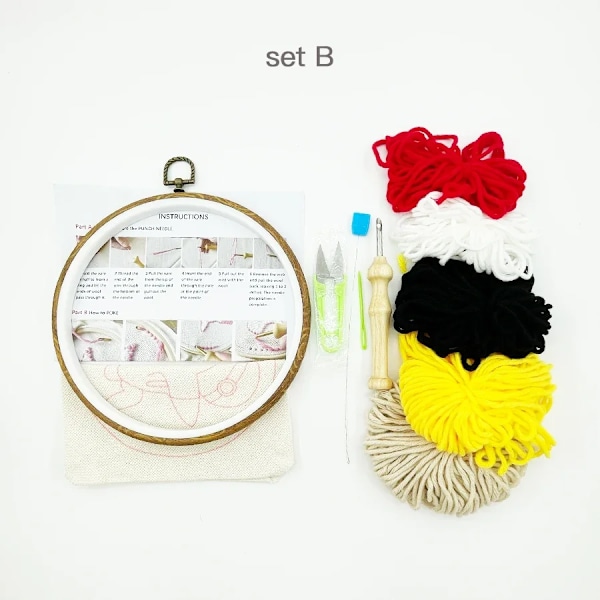Söt Cartoon Animal Punch Nål Broderi Kit För Nybörjare Soft Garn Nålverk Broderier Set Home Decorre 24 Presentförpackning