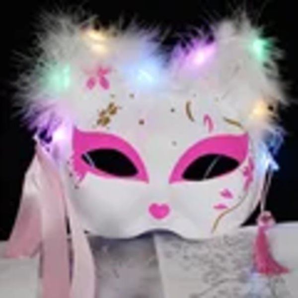 Luminous Led Räv Mask Japanska Cosplay Blinkande Glöd Mask Mörk Ögon Mask Rave Kostym Anime Halv Ansikte Katt Masker Maskerad Parti Rekvisita 11