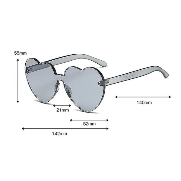 Heart Shape Rimless Uv400 solglasögon för kvinnor