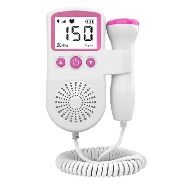 Pink Home Fetal Doppler, Baby Pocket Heartbeat Doppler Hjertemonitor til Graviditet og Test Clear SQBB