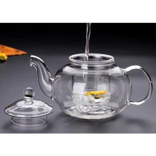 1000 ml glasstekanne med infuser, egnet for løst te, bruk på komfyrtopp 1000ml/35oz