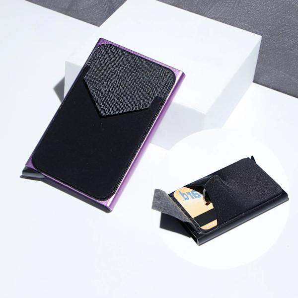 Kolfiberkorthållare Plånböcker Herr RFID Black Magic Trifold Läder Smal Miniplånbok Liten Pengaväska Man Plånbok Plånbok Kvinnor Purple C