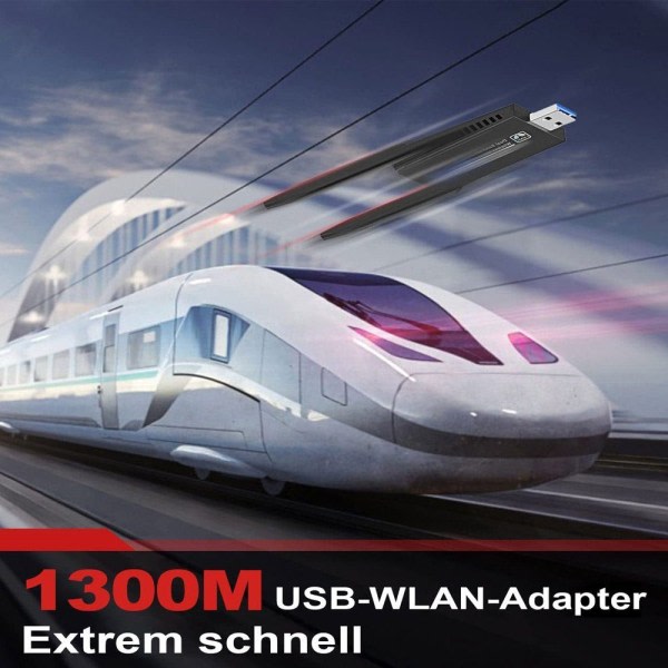 USB WLAN-sticka för PC, 1300 Mbit/s USB 3.0 WLAN-adapter