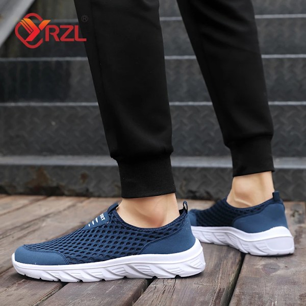 Yrzl Lette Mænd Casual Sko Åndbar Slip På Mænd Casual Sneakers Anti-Slip Mænd Lejligheder Udendørs Wald Sko Størrelse 39-46 Blå 39