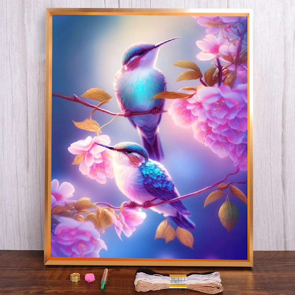 Fugle Blomster Trykt Stof 11Ct Korssting Diy Broderi Sæt Håndarbejde Maleri Hobby Sting Hjem Indretning Hvem Kanyler HMA106017 30x40cm