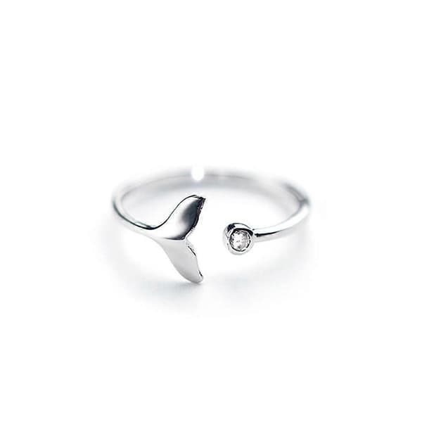 Snygg Trendy Solid Justerbar Ring Hvalhale Enkel Båndring Fiskeørering_max