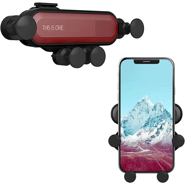 CQBB Biltelefonhållare Montering Luftventil Universal Gravity Smartphonehållare Bilhållare Biltillbehör Snap-in Luftuttag Navigationsfäste (Färg: Röd)