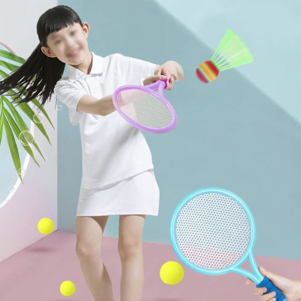 Tennis- og badmintonracket-lekesett for barn, bærbart sett for utendørs lek og treningskamper Purple blue