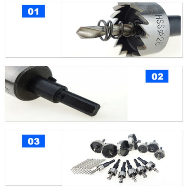 2 stk. HSS 6542 Hurtigstål Hullsav, Hullsav til snit i træ, gipsplader, krydsfiner, aluminium, blik, egnet