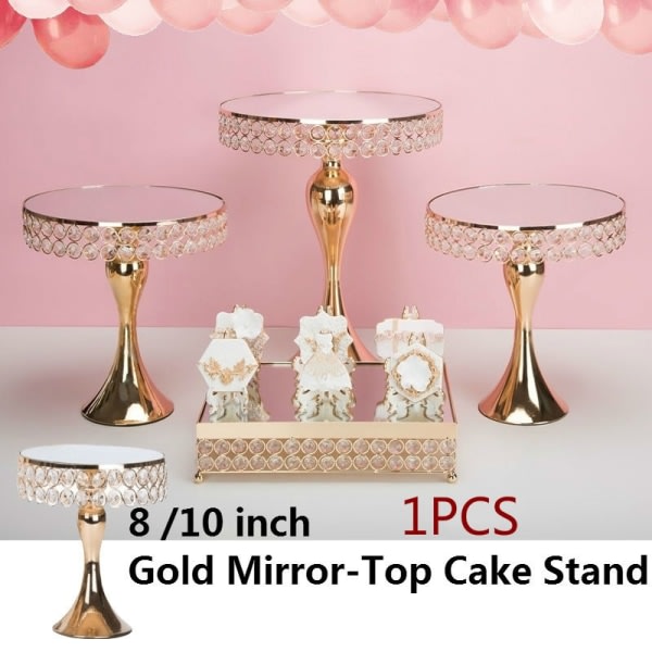guld tårtställ med Cyrstal spegel Top Mermaid Tail Style L