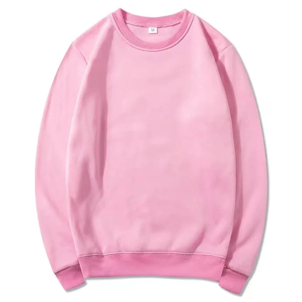 2023 Forår og efterår mode mærke solid farve rund hals langærmet trøje til mænd og kvinder mode casual sportskjorte pink L