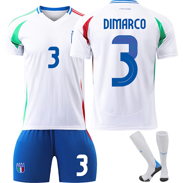 UEFA EM 2024 Italian Away Jersey Lapset Jalkapallopaidat No.10 Dimarco 26 No.10 Dimarco 26