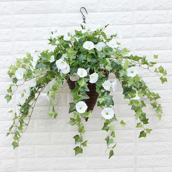 Artificial Petunia in Rattan for Outdoor/Indoor (White)