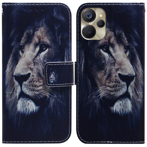 SQBB Kompatibel med Realme 9i 5g Case Lion Mönster Magnetic Flip Plånbok Phone case Kickstand Cover