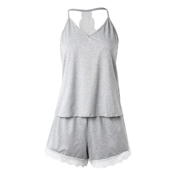 Kvinnors Virkade Spets Pyjamas Ärmlös V-Hals Set Casual Daglig Bära 2 Bit Sömnkläder Suit Se Solid Home Kläder Sommar 2023. bk XL