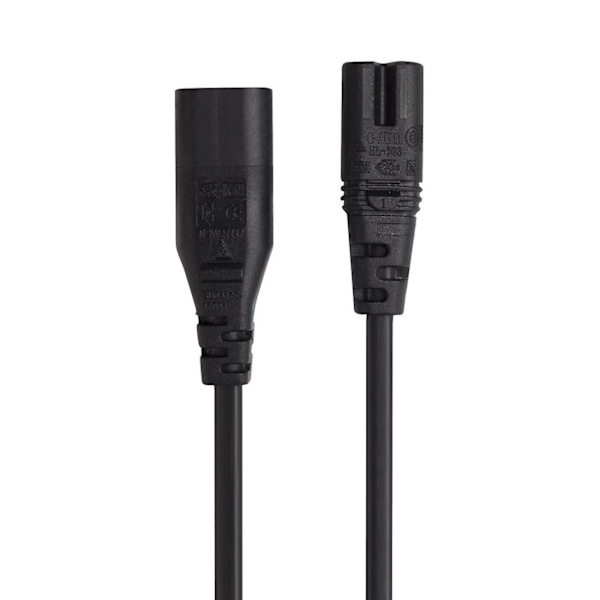 IEC 60320 C8-liitin C7-pistorasiaan Uros naaras Virransyöttöjohdon jatkojohto Päävirta-adapterikaapeli (30 cm)