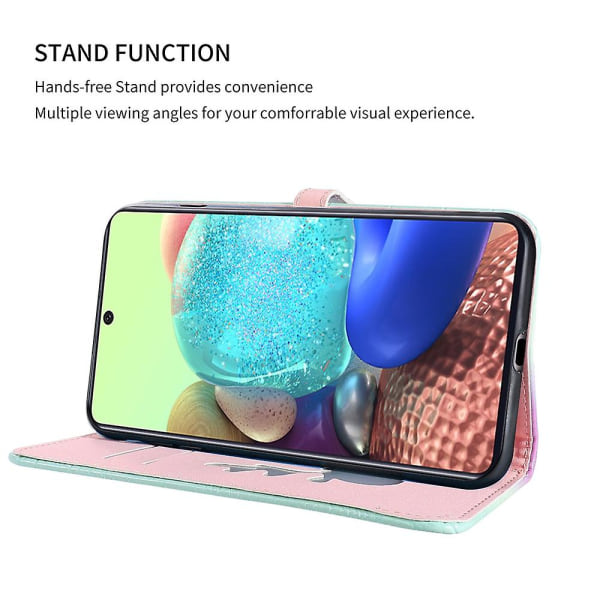 SQBB Kompatibel med Samsung Galaxy A71 5g case Deer Pattern Elk Flip Läder cover - Blå Grön ingen