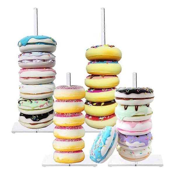 4-pack Doughnutställ Bagelställ Klar Akryl Doughnuthållare för Bröllop_max