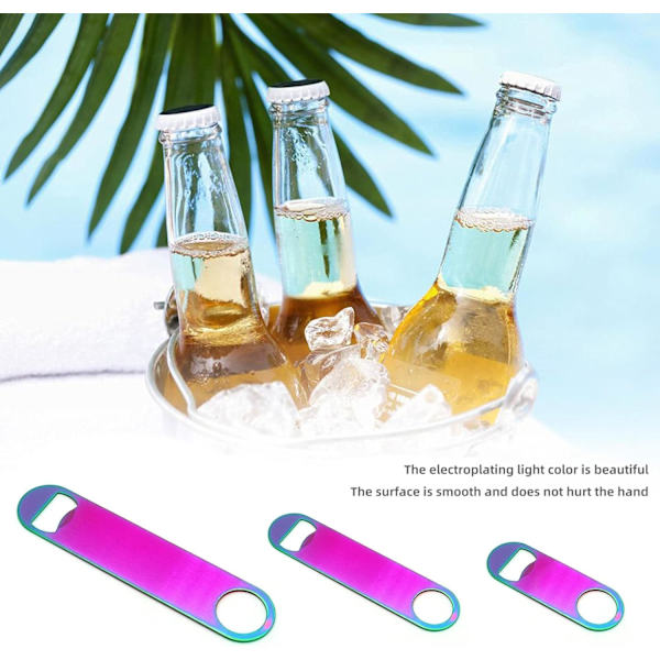 Regnbågsfärgad Rostfritt Stål Platt Flasköppnare - Hållbar 2-pack för Barer och Fester Rainbow colors Medium