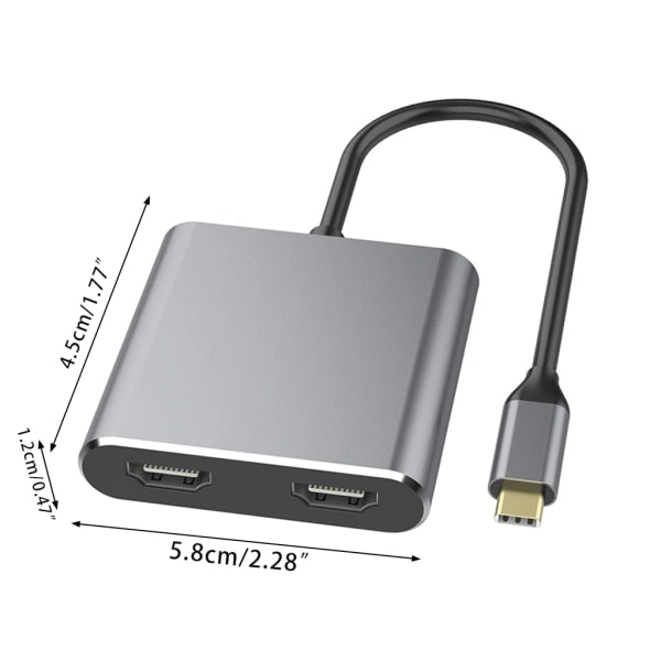 Dockningsstation USB C Hub för Dual 4K-HD HDMI-kompatibel USB 3.0 Laptop Laddningsstöd Dubbelskärm för Mac-book Pro