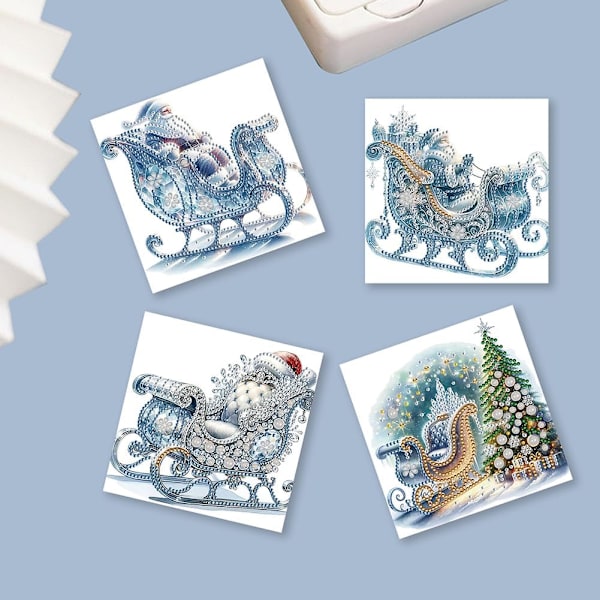 Handgjorda Diamantkonst Julgratulationskort Set, 12/8/6/4 Pack, DIY Kristallkort HK053