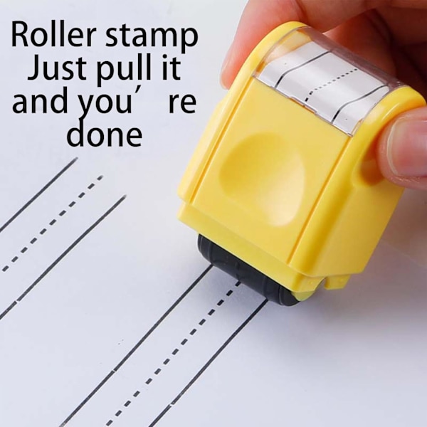 Stempelrulle for håndskriftøving, lærers blekk-stempel for barns skriving yellow