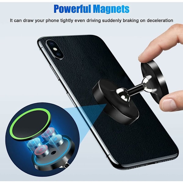 Magneettinen autopuhelinpidike universaali autopidike, 720 asteen pyörivä puhelinpidike vahvalla magneetilla iPhone Samsung, Huawei älypuhelimille ja GPS:lle