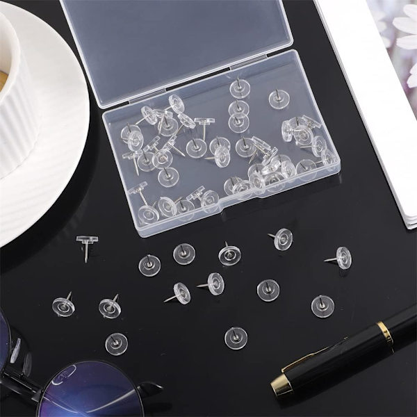 100 kpl läpinäkyviä nuppineuloja, 16 mm litteä nuppineula Wall Push Pins Co