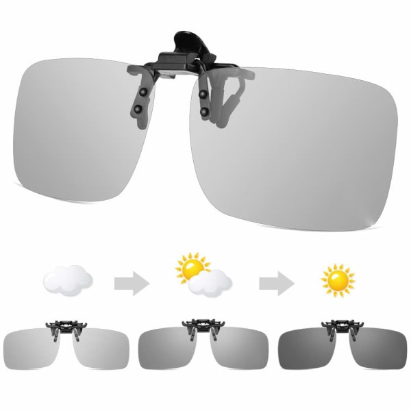 Photochromic Clip on Solglasögon, Polarized UV400 Flip up Anti-glare Driving Glasögon för män kvinnor, HD Vision och säkrare