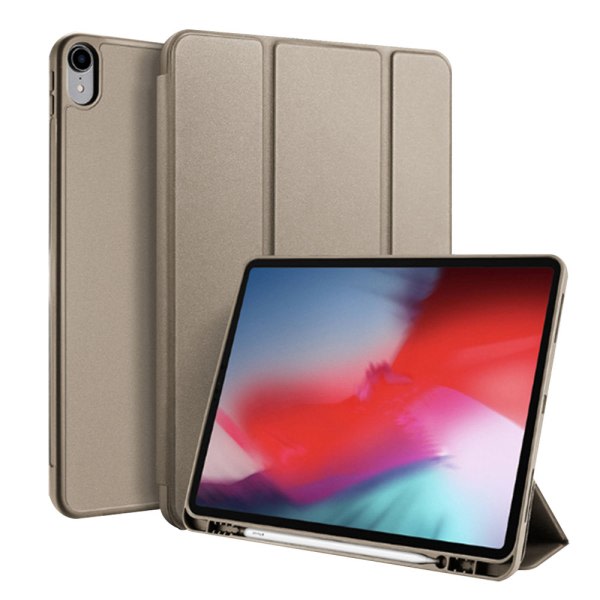 CQBB Magnetiskt smart case kompatibelt med iPad Pro 12,9" 3:e generationen, stöd för Apple Pencil Charging Tri-Fold Stand Fodral-champagne
