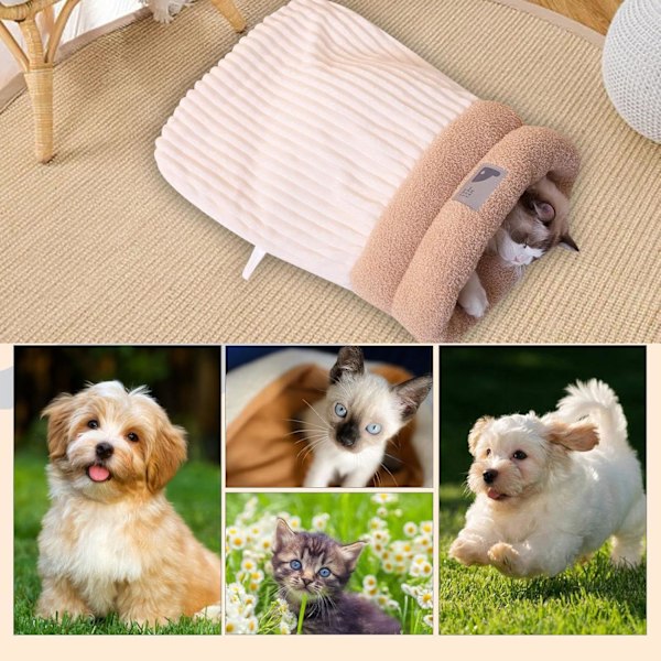 Plush Kattsäck, Tvättad Stor Kattsäng, Mysig Plushväska för Vintern Beige 36 x D 25 x H 25 cm