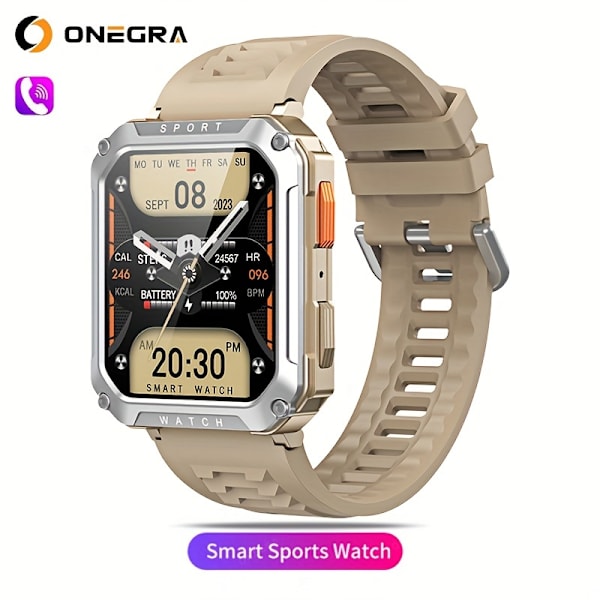 Ny 5,11 cm Robust Militär Smart Watch Herr För Android IOS Fitness Klockor Ring Smartwatch Blod Syre Klocka 100+ Sport Klocka Herr + Box Gul