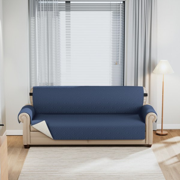 Vattentätt och halkfritt soffskydd med elastiska band Tvättbart soffskydd Marinblå Hölje till dubbel soffa