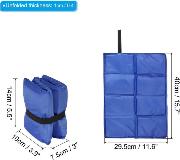 Utomhuskuddar 2-pack, vikbar vattentät Oxford-tyg, pärlbomull, bärbar för camping, picknick, resor, mörkblå