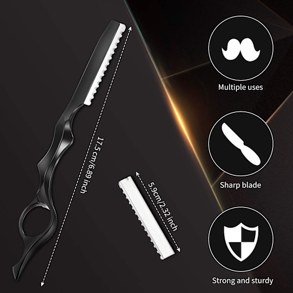 Hårstyling Razor Blade Hair Thinning Comb Hair Texturering Skær Razor Comb med udskiftelige rustfrie stål Razor Blades black