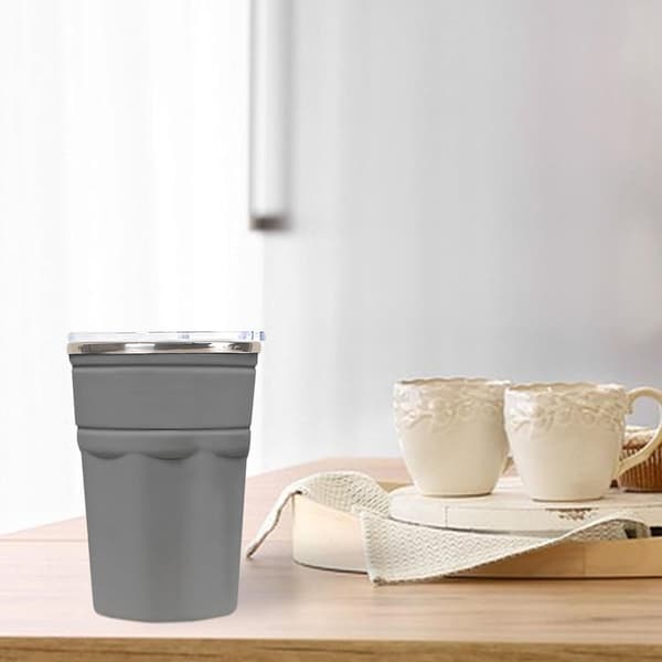 Dricksflaskor - Drickskoppar - Kylmugg med lock - Halkfri - Kylmugg för varmare och kalla drycker - Grå - 550 ml