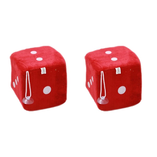 2Pcs Plush Dices Bil Hängande Pendel Dekor Dice Velvet Dice Modell Dekoration Backspeglar Styling Bil Tillbehör Intert Iior 6x6cm Red