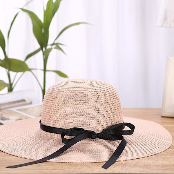 Solhatt Sommarhatt for kvinner, hatt med bred brem, halm, sammenleggbar, Bo