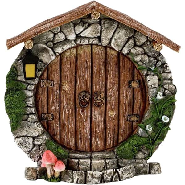 Miniature Fe-Havegårdsdør - Udendørs Fe-Hus til Træer & Havefigurer (Én Størrelse, A) a One size