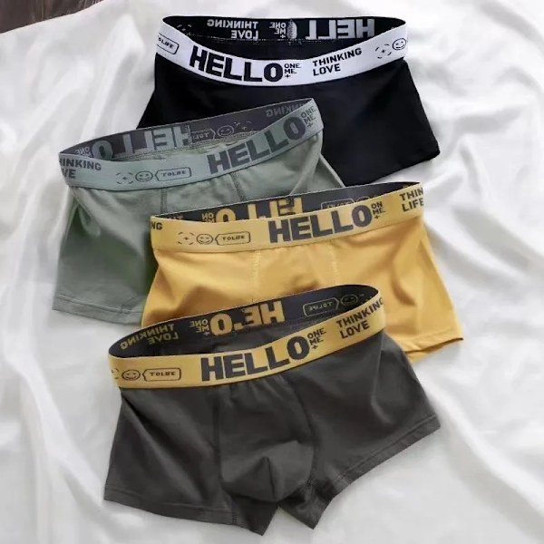 5 st Herrunderkläder Man Boxersexiga kalsonger Bekväma Andas Mode Pojkar Trosor Underkläder Boxershorts Herr Green Black 4XL-90-100kg