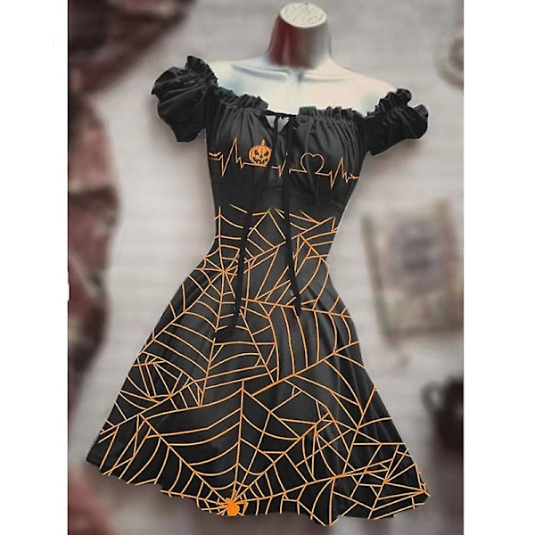 Halloween-mekko naisille, juhlava vintage-mekko, tyylikäs A-linjainen mekko, cocktail-mekot, goottilainen mekko, tyyli 4 style 4 L