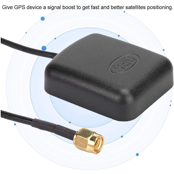 GPS-aktiv antenne, GPS-antenne bil 3 meter/9,8 ft SMA- luftkabel magnetisk bas navigationssignal DVD Am