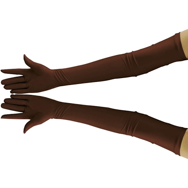 20,1 tum långa stretchspandexoperahandskar, över armbågen (svart) Dark Brown Large