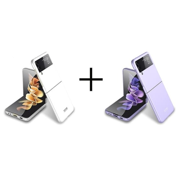 SQBB Phone case För Phone case För Samsung Galaxy Z Flip 3 5g Pc Phone case/flerfärgat Matt Phone case 2st Lila Vit