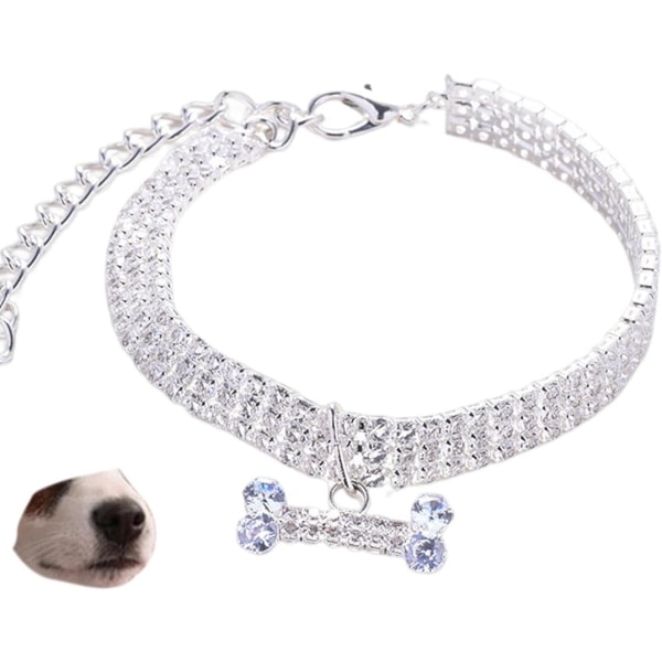 CQBB Hundhalsband med Bling | Små hundar Katter Bling Rhinestone Bone Smycken | Vackra husdjurssmycken, festbröllopstillbehör för kvinnlig valp