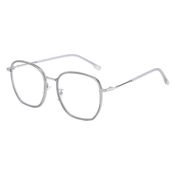 CQBB Fashionabla, enkla och avancerade anti-blå ljusa platta glasögon, silver