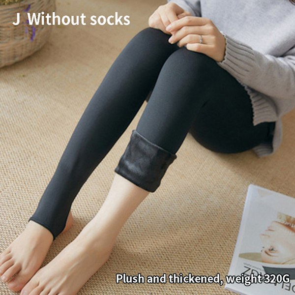 Vintervarma Leggings Dam Tjock Fleece Leggings Hög midja Black Without Socks 320G Black Without Socks 320G