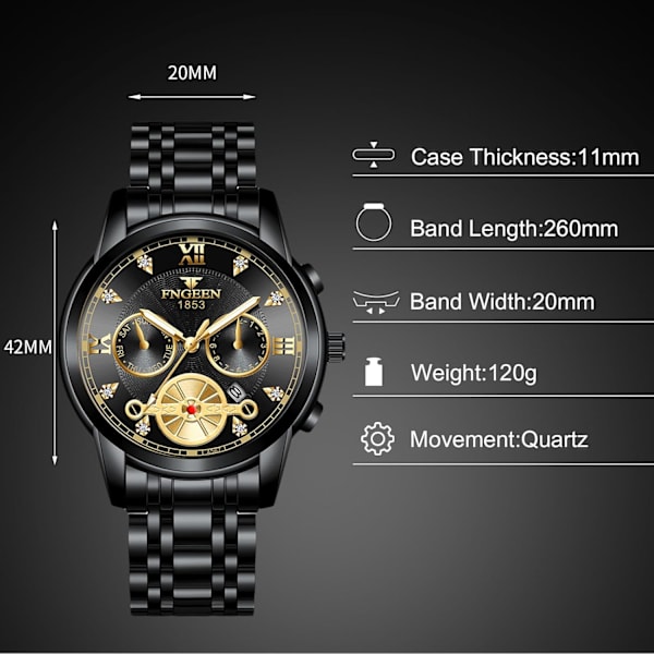 Herrar Analog Kvarts Armbandsur Vintage Elegant Armbandsur Datumskalender Luminous Watch Svart B Black B